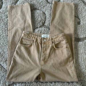 Reformation Straight Leg Jeans in Light Brown/Tan